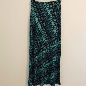 Teal Printed Maxi Skirt